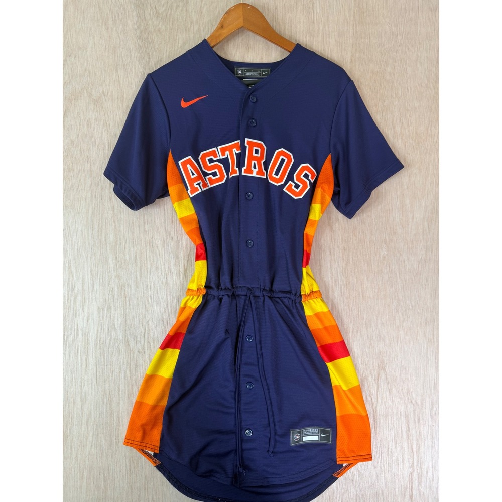 Nike Houston Astros Jersey Dress Navy Tequila Sunrise Rainbow Medium